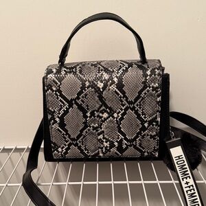 Black and Gray Snake Print Women's Bag
